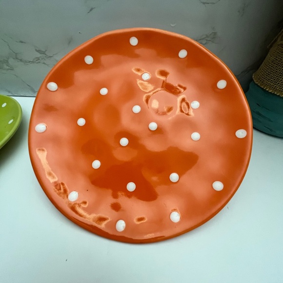 Set of 3 Maxwell & Williams Orange Yellow Green “Sprinkle Plate 8" Polka Dot EUC - Picture 6 of 10